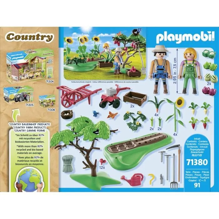 PLAYMOBIL 71380 Starter Pack Jardin potager, Country La Vie à la Ferme, Jeu de construction avec 2 personnages et accessoires, pour enfants dès 4 ans