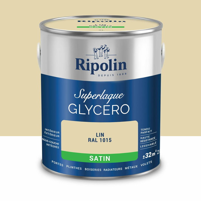 Ripolin Laque glycéro lin RAL 1015 satin - 2 L