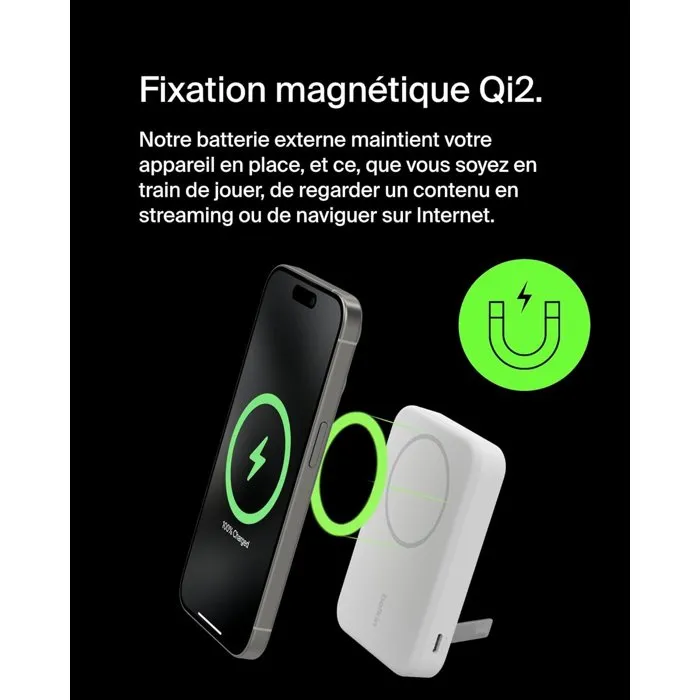 Belkin Batterie Externe Magnétique de Recharge Sans Fil pour iPhone, Blanc