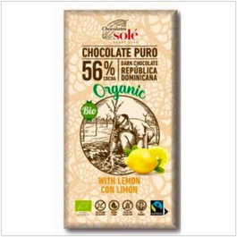 CHOCOLATES SOLE Chocolat noir 56% au citron, Écologique