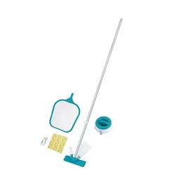 Bestway - Kit de nettoyage Aquaclear pour piscine - Épuisette, flotteur chimique, aspirateur, bandelettes de test, patch de réparation - Jusqu'à 3.96 m