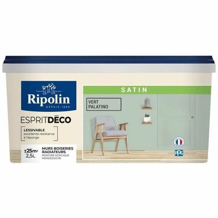 Ripolin Peinture Satinée Ultra Couvrante Vert Palatino Ripolin Peinture Satinée Ultra Couvrante Vert Palatino