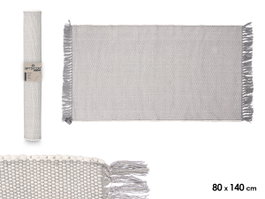 Giftdecor Tapis Artisanal Gris Clair 80 x 140 cm, 65% Polyester 35% Coton (Set de 6)