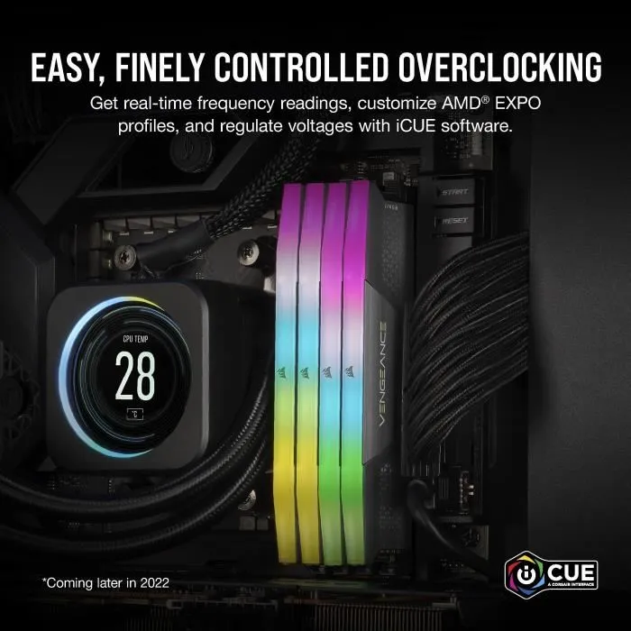 Corsair Vengeance RGB DDR5 RAM 32GB (2x16GB) 6000MHz CL36 Compatible AMD Expo iCUE Gris CMH32GX5M2E6000Z36