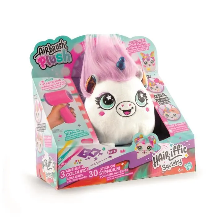 Canal Toys Airbrush Plush AIR-040 - Peluche Squishy Hair'iffic à coiffer et décorer avec spray électronique, feutres et pochoirs - Jeu créatif réutilisable Canal Toys Airbrush Plush AIR-040 - Peluche Squishy Hair'iffic à coiffer et décorer avec spray électronique, feutres et pochoirs - Jeu créatif réutilisable