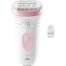 Braun SILK EPIL 7 SE 7-000 Épilateur électrique sans fil - 2 vitesses - Utilisation sèche ou sous l'eau - Autonomie 40 min - Blanc / Rose