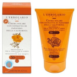 L'Erbolario Soin Solaire SPF 50+ avec Extrait de Pavot 125 ml, Crème Protectrice Visage et Corps