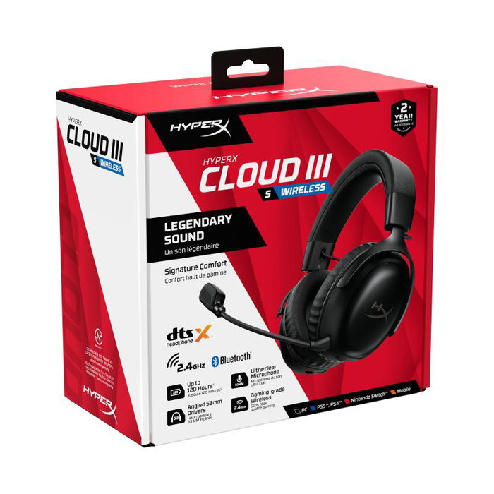HyperX Cloud III S Wireless Black Schwarz (A59YZAA) Casque Gaming Sans Fil Bluetooth 2,4 GHz Noir