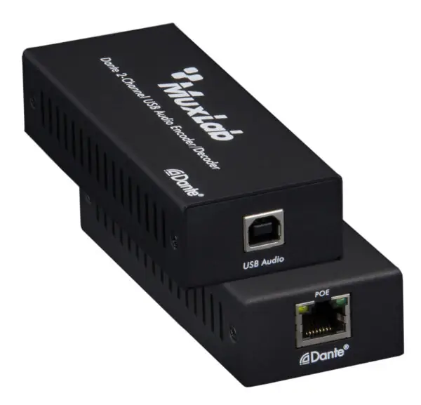 MUXLAB Encodeur/décodeur audio USB Dante 2 canaux MUXLAB Encodeur/décodeur audio USB Dante 2 canaux