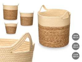GIFTDECOR Set de 3 paniers ronds avec anses, naturel