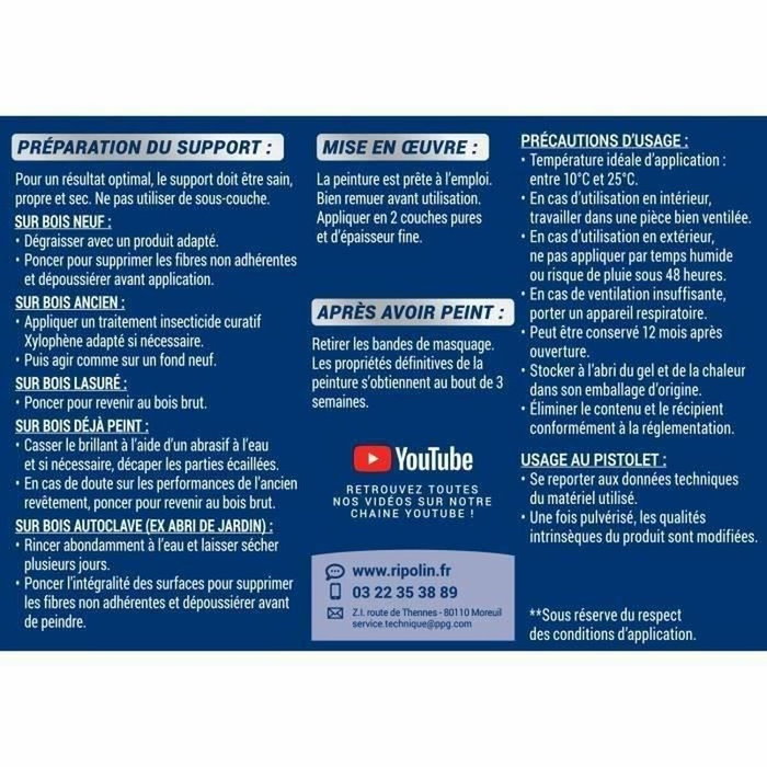Ripolin Peinture Bois Satin Haute Protection Vert basque 500 ml