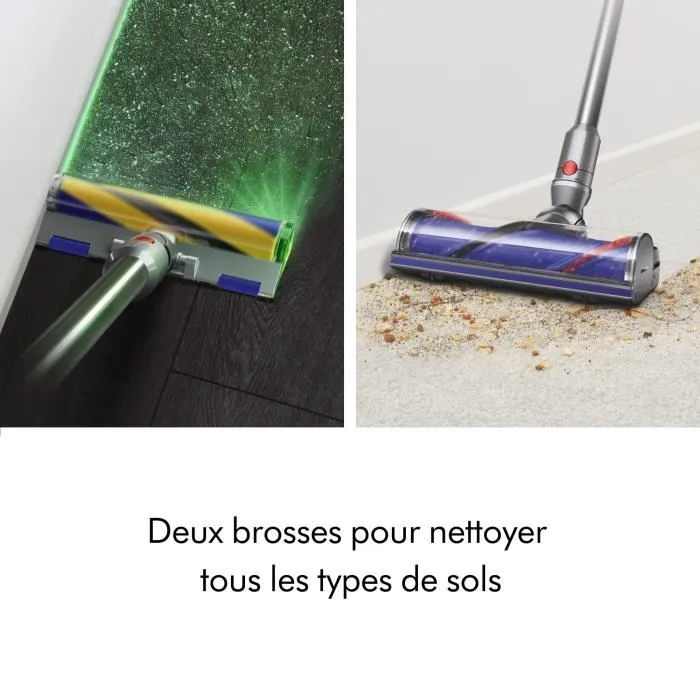 Dyson V12 Detect Slim Absolute 2023 Aspirateur balai sans fil, Nickel, jaune