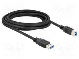 DELOCK Câble USB A vers USB B, 3m, noir