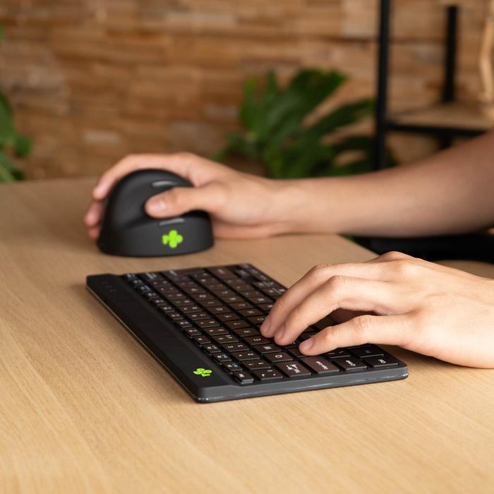 R-Go Tools Clavier ergonomique R-Go Compact Break - Clavier compact Bluetooth avec logiciel de pause, Layout QWERTY (Espagnol), Noir
