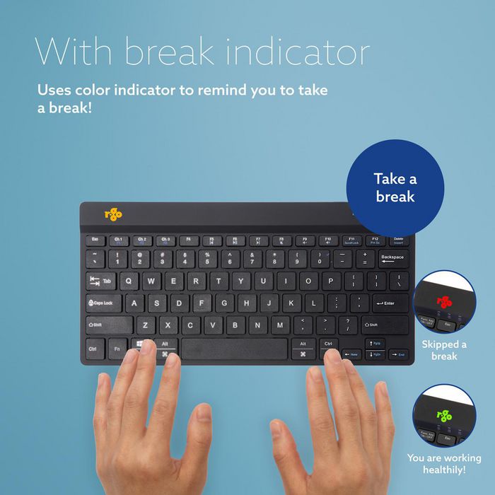 R-Go Tools Clavier ergonomique R-Go Compact Break - Clavier compact Bluetooth avec logiciel de pause, Layout QWERTY (Espagnol), Noir