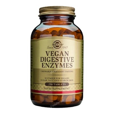 SOLGAR Vegan Enzimas Digestives 250 Comprimés à Mâcher - Complément Alimentaire Enzymes Digestives SOLGAR Vegan Enzimas Digestives 250 Comprimés à Mâcher - Complément Alimentaire Enzymes Digestives