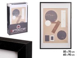 GIFTDECOR Cadre photo mural en bois noir avec passe-partout 50x70cm