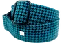 GETM Fly Hounds Tooth Blue - Sangle guitare/basse bleu/noir ajustable jusqu'à 165 cm - Nylon, polyesters