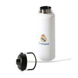 SAFTA Gourde isotherme Real Madrid 1200 ml, maintient chaud/froid, acier inoxidable 304, intérieur cuivre, sans BPA, avec paille