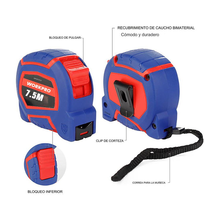 Flexomètre Workpro 25 mm 7,5 mm