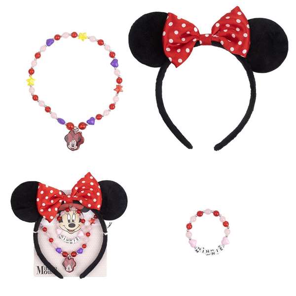 Cerdá - Conjunto 4 Piezas Minnie - Ensemble de Bijoux Fantaisie 4 Pièces Minnie - Multicolore - Âge Recommandé 3 à 12 Ans
