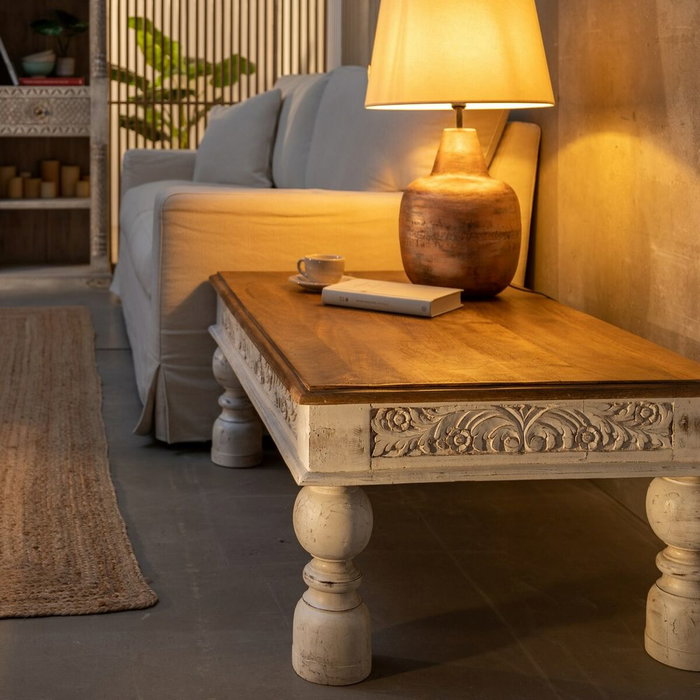 BigBuy Home Table Basse Blanc Naturel 120 x 70 x 45 cm