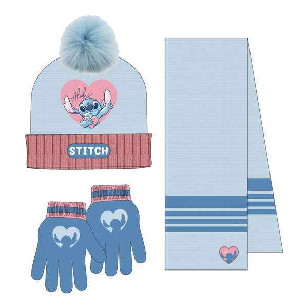 Cerdá Set 3 pièces écharpe Stitch 22.0 x 2.0 x 52.0 cm - Âge minimum conseillé 3 ans - Couleur Bleu Clair Cerdá Set 3 pièces écharpe Stitch 22.0 x 2.0 x 52.0 cm - Âge minimum conseillé 3 ans - Couleur Bleu Clair