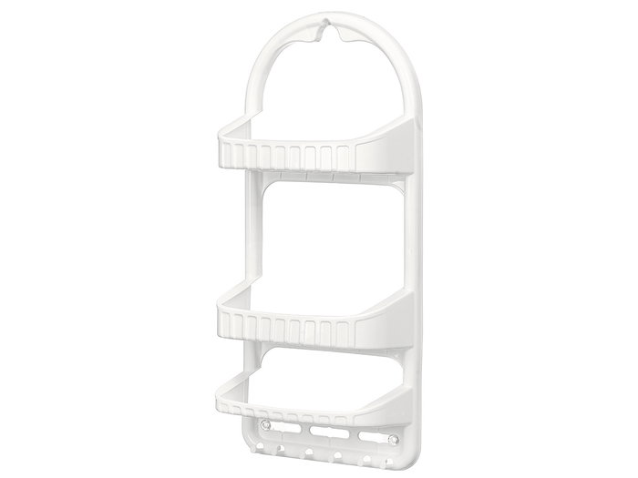 Berilo Étagère 3 Niveaux Blanc avec Crochets à Ventouse 26x62x12 cm Plastique (Set de 12)