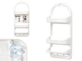 Berilo Étagère 3 Niveaux Blanc avec Crochets à Ventouse 26x62x12 cm Plastique (Set de 12)