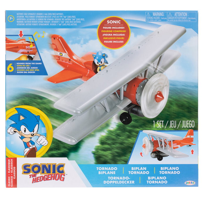 JAKKS PACIFIC Biplan Tornado de Sonic avec figurine de 6 cm