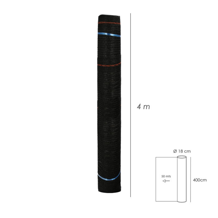 SATURNIA Maille d'ombrage 90% Noir, Rouleau 4,0 m x 50 m