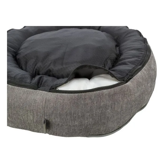 Trixie Vital Lennox - Panier rond pour chien avec couchage en mousse visco-élastique, tissu chenille doux, housse déhoussable et fond antidérapant - Diamètre 50 cm - Gris