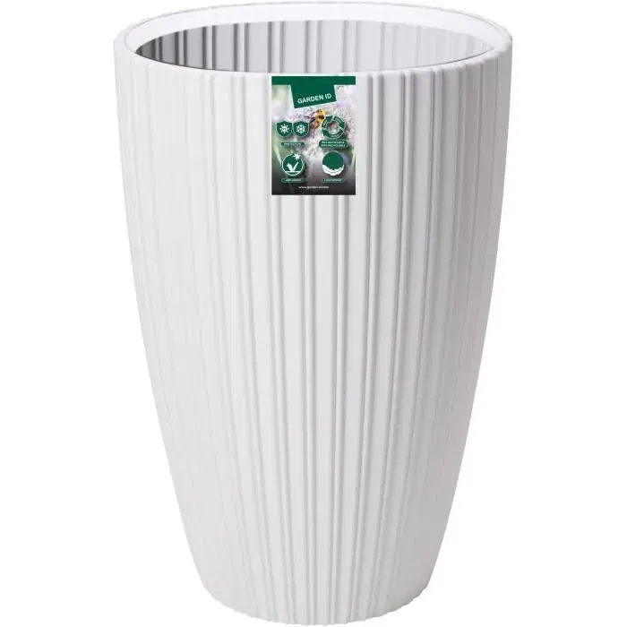Garden ID Pot de fleurs FANCY - 40 x 58 cm - Blanc - Résistant au gel et aux UV - Pour intérieur, balcon ou jardin Garden ID Pot de fleurs FANCY - 40 x 58 cm - Blanc - Résistant au gel et aux UV - Pour intérieur, balcon ou jardin