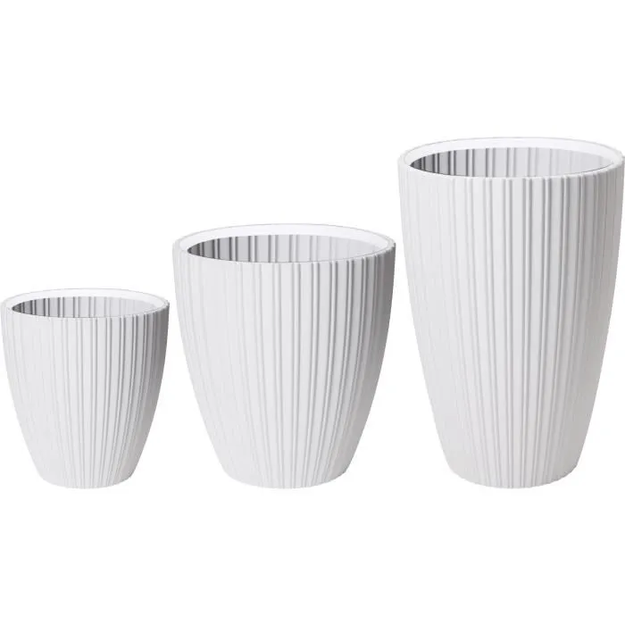 Garden ID Pot de fleurs FANCY - 40 x 58 cm - Blanc - Résistant au gel et aux UV - Pour intérieur, balcon ou jardin Garden ID Pot de fleurs FANCY - 40 x 58 cm - Blanc - Résistant au gel et aux UV - Pour intérieur, balcon ou jardin