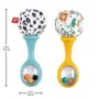 Fisher-Price HMF34 Mes Premiers Maracas - Jouet d'éveil pour bébé à partir de 3 mois avec 2 hochets, billes colorées et côtés en tissu doux & caoutchouc pour les dents