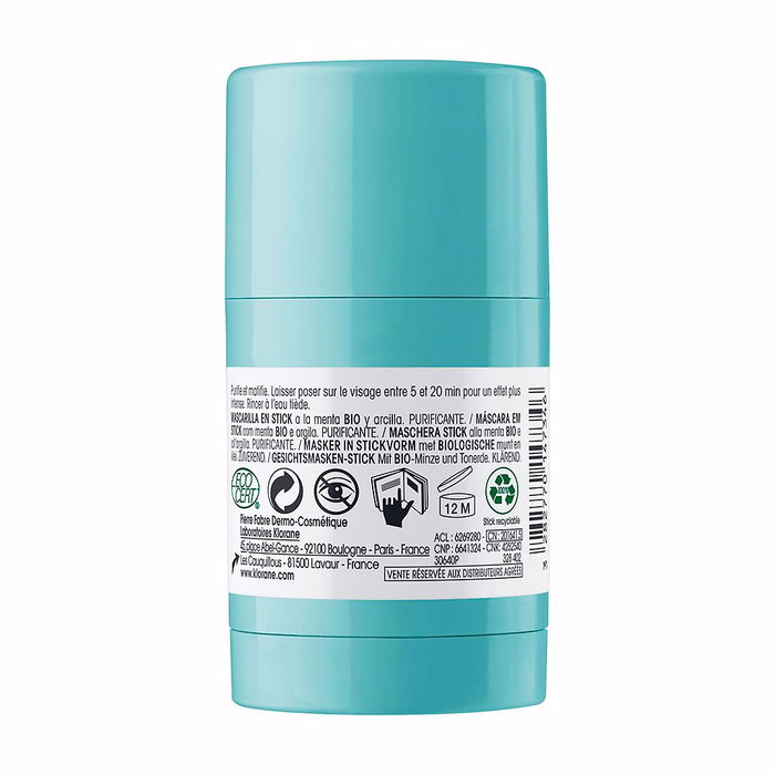 Klorane Masque Stick Purifiant Menthe Aquatique & Argile BIO 25g