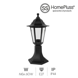 HomePluSS Farol jardin Gardeno sobremuro E27 IP44 Negro