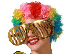 Lunettes dorées carnaval avec grille pour femme adulte
