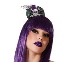 Atosa Diadema Halloween Crâne et Nœud Argenté Adulte