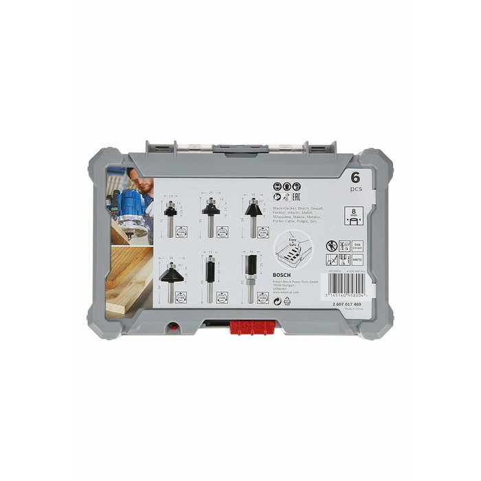 Bosch Professional Coffret de 6 fraises pour bois tendre et dur - Queue de 8 mm