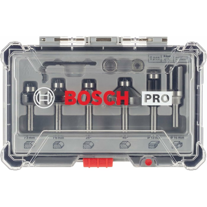 Bosch Professional Coffret de 6 fraises pour bois tendre et dur - Queue de 8 mm
