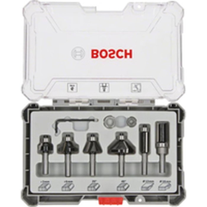Bosch Professional Coffret de 6 fraises pour bois tendre et dur - Queue de 8 mm