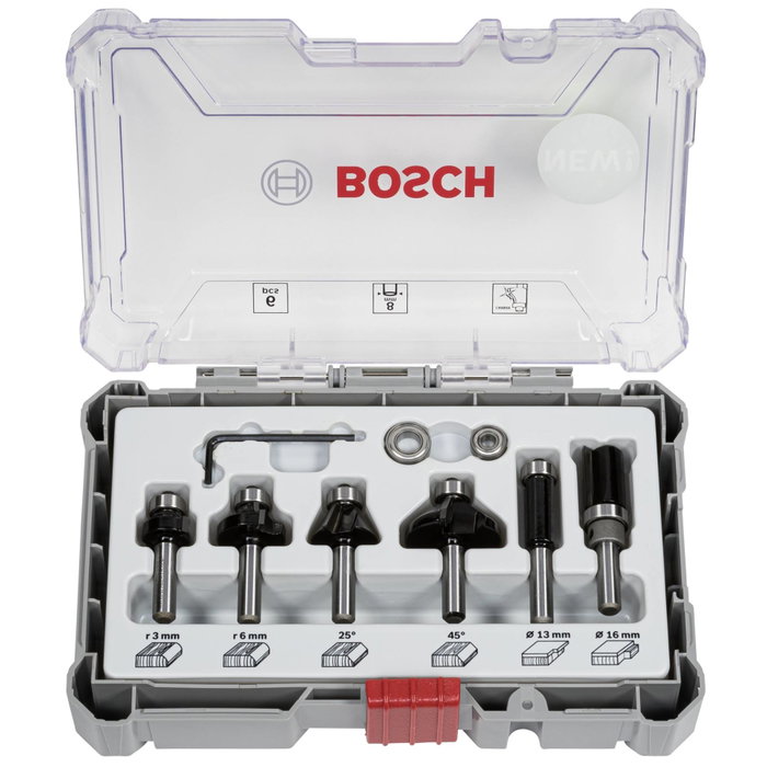 Bosch Professional Coffret de 6 fraises Trim & Edging, queue 8 mm