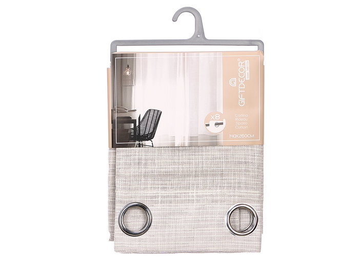 Giftdecor Rideau Gris à Rayures en Tissu Polyester 24 x 5 x 36 cm (Set de 6)