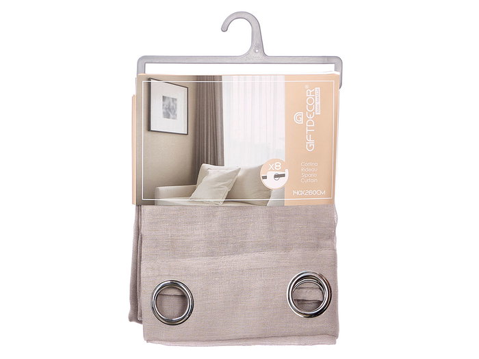 Giftdecor Rideau Gris Transparent 140 x 260 cm, Tissu en Polyester et Lin (Set de 6)