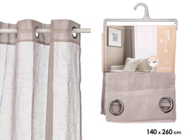 Giftdecor Rideau Gris Transparent 140 x 260 cm, Tissu en Polyester et Lin (Set de 6)