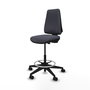 Tabouret Taburete Elche Contact permament de base Tissu Gris foncé Base pyramidale noire Sans accoudoirs Sans appui-tête Roulettes 65mm nylon