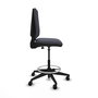 Tabouret Taburete Elche Contact permament de base Tissu Gris foncé Base pyramidale noire Sans accoudoirs Sans appui-tête Roulettes 65mm nylon