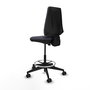 Tabouret Taburete Elche Contact permament de base Tissu Gris foncé Base pyramidale noire Sans accoudoirs Sans appui-tête Roulettes 65mm nylon