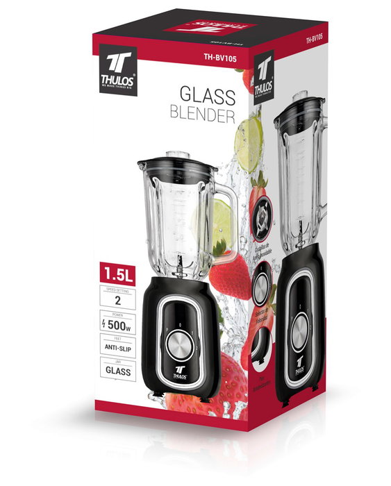 Thulos TH-BV105 Batteur avec bol en verre 500 W 1,5 L
